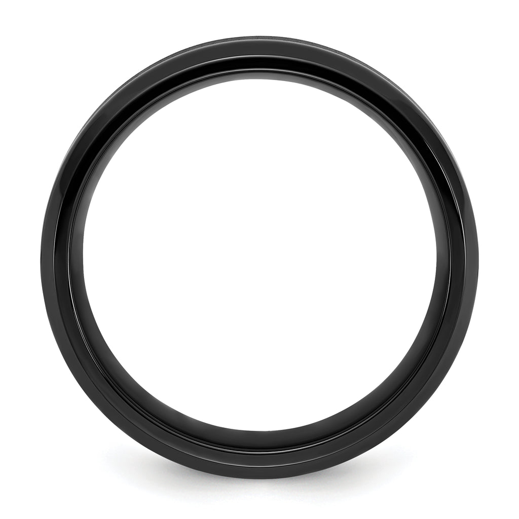 Chisel Stainless Steel Polished Black IP-plated Brushed Center 8mm Band