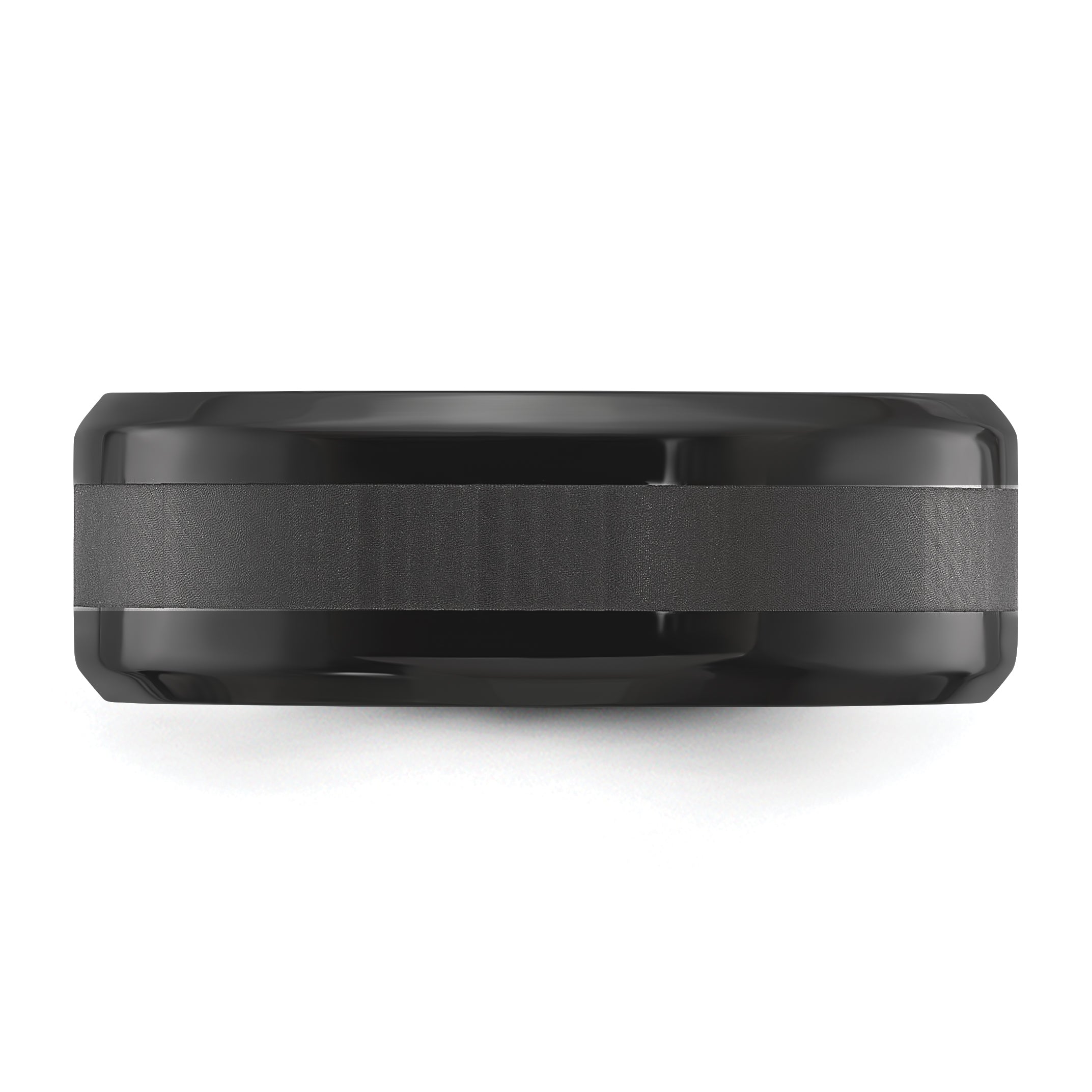 Chisel Stainless Steel Polished Black IP-plated Brushed Center 8mm Band