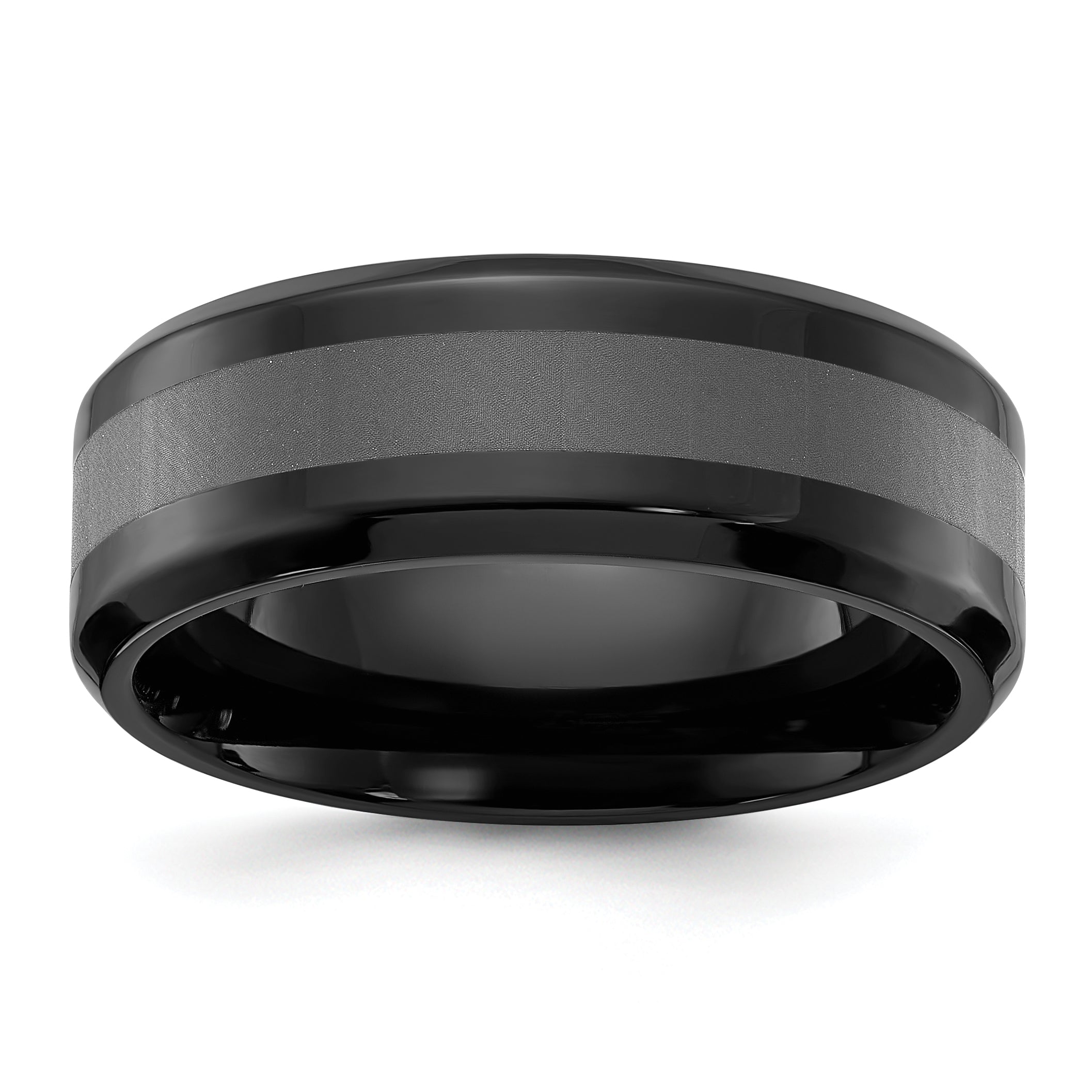 Chisel Stainless Steel Polished Black IP-plated Brushed Center 8mm Band Main image