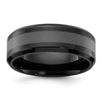 Chisel Stainless Steel Polished Black IP-plated Brushed Center 8mm Band