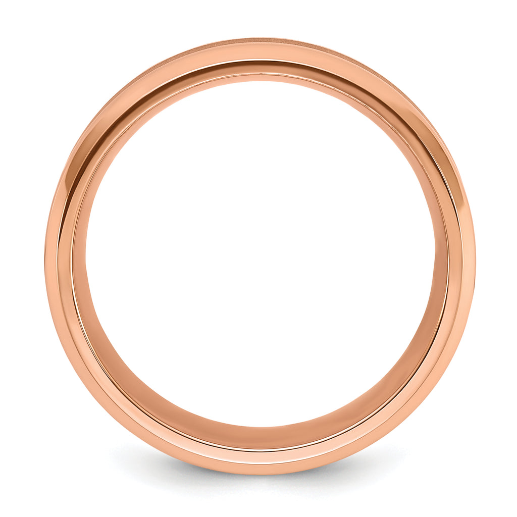 Chisel Stainless Steel Polished Rose IP-plated with Brushed Center 8mm Band
