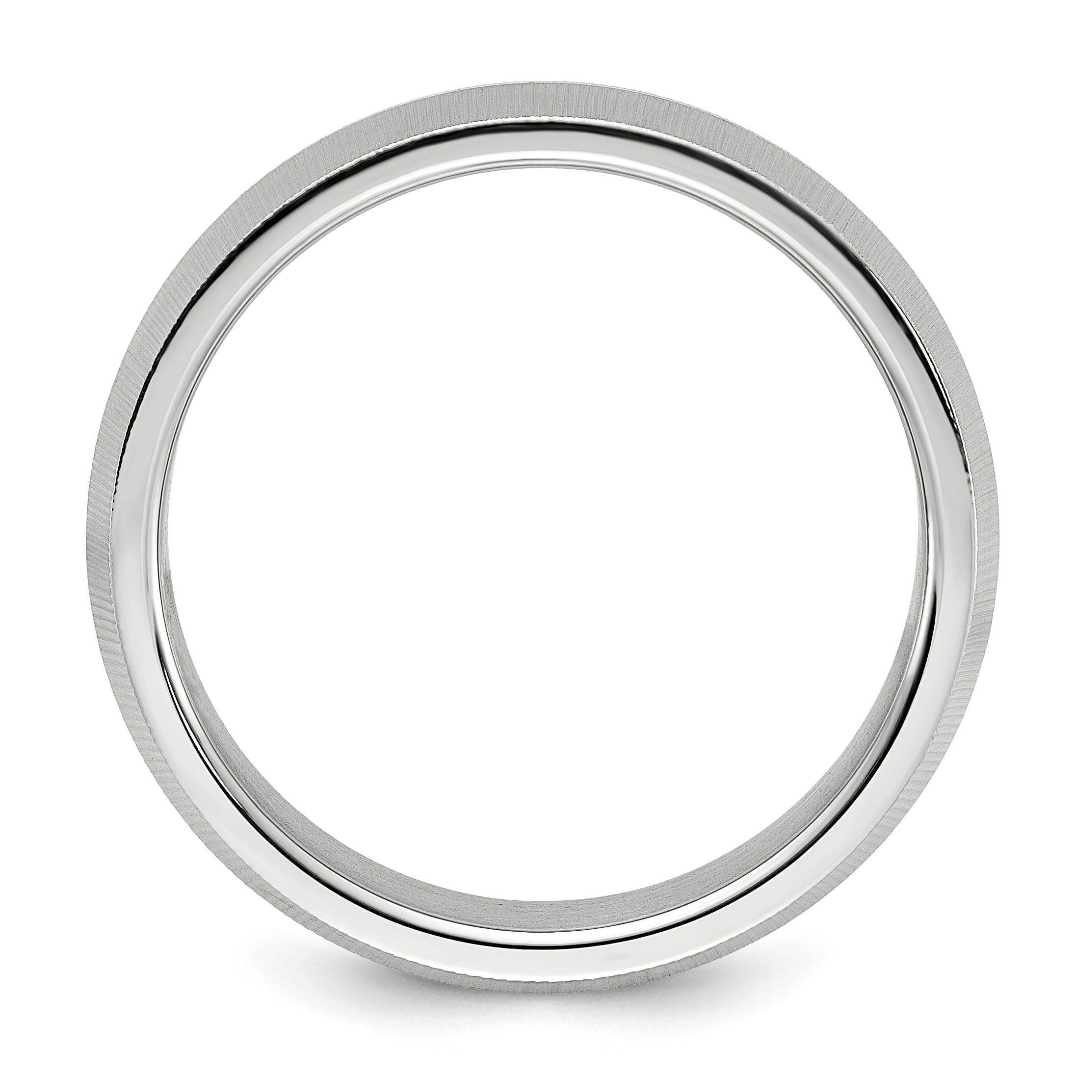 Polished & Textured Wedding Band in Stainless Steel, 6mm Secondary image