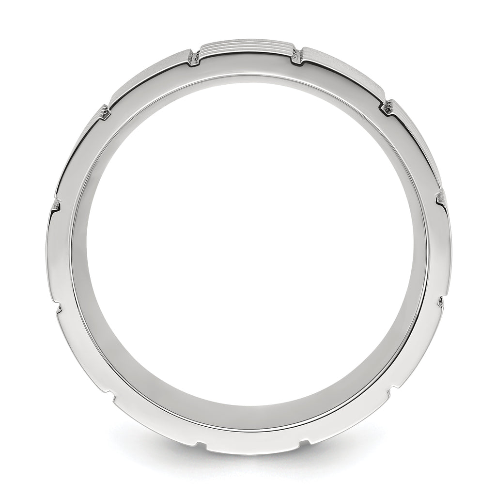 Chisel Stainless Steel Polished and Grooved 8mm Band