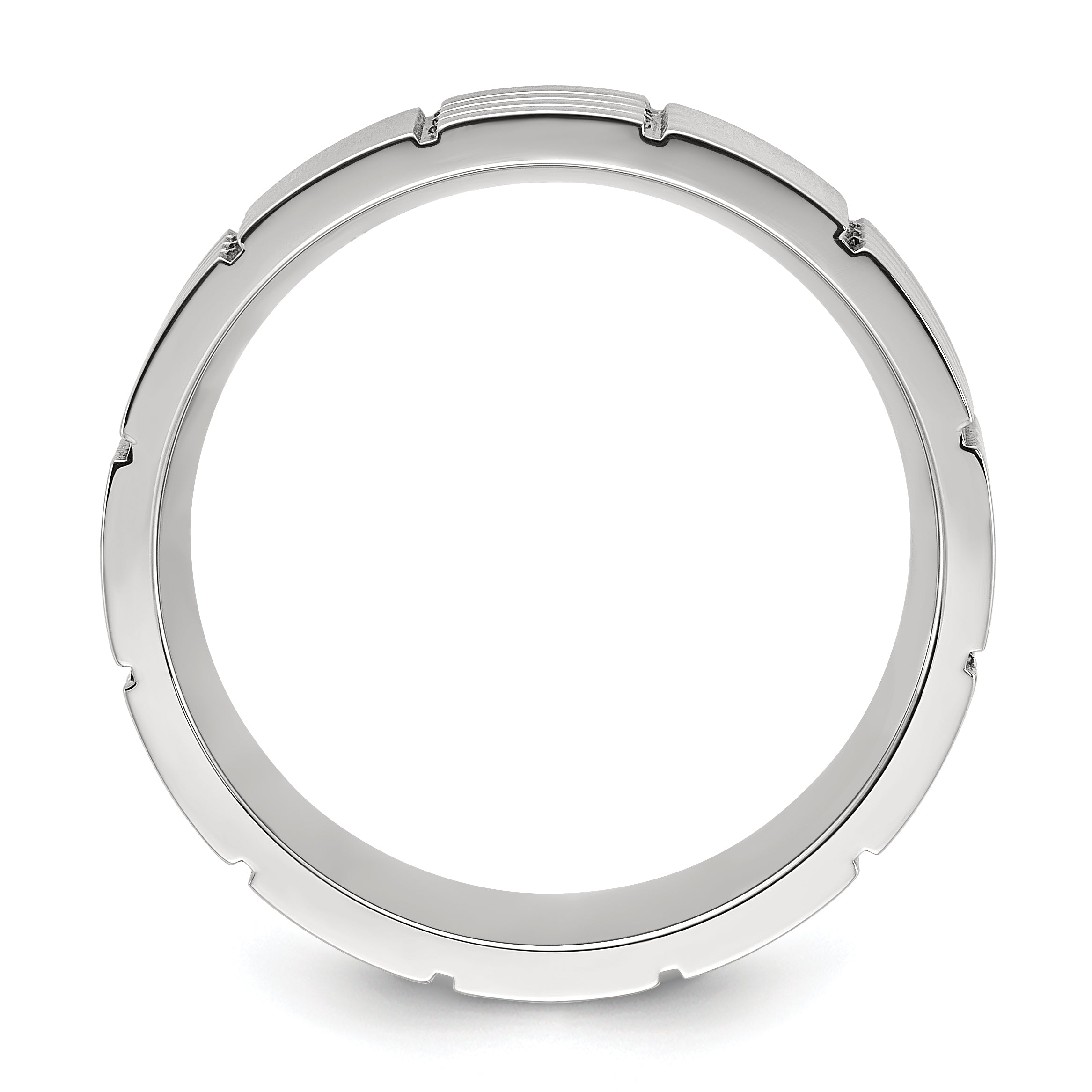 Chisel Stainless Steel Polished and Grooved 8mm Band