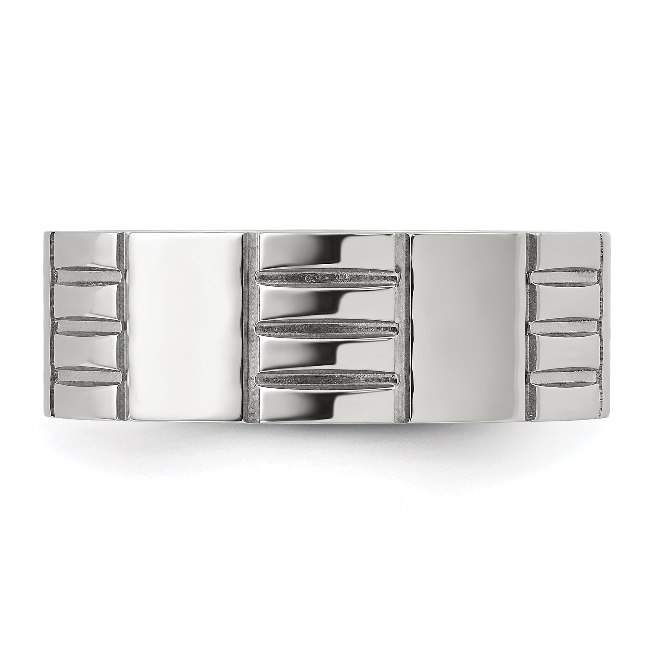 Chisel Stainless Steel Polished and Grooved 8mm Band