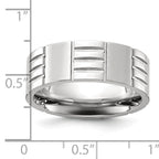 Chisel Stainless Steel Polished and Grooved 8mm Band