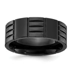 Chisel Stainless Steel Polished Black IP-plated Grooved 8mm Band