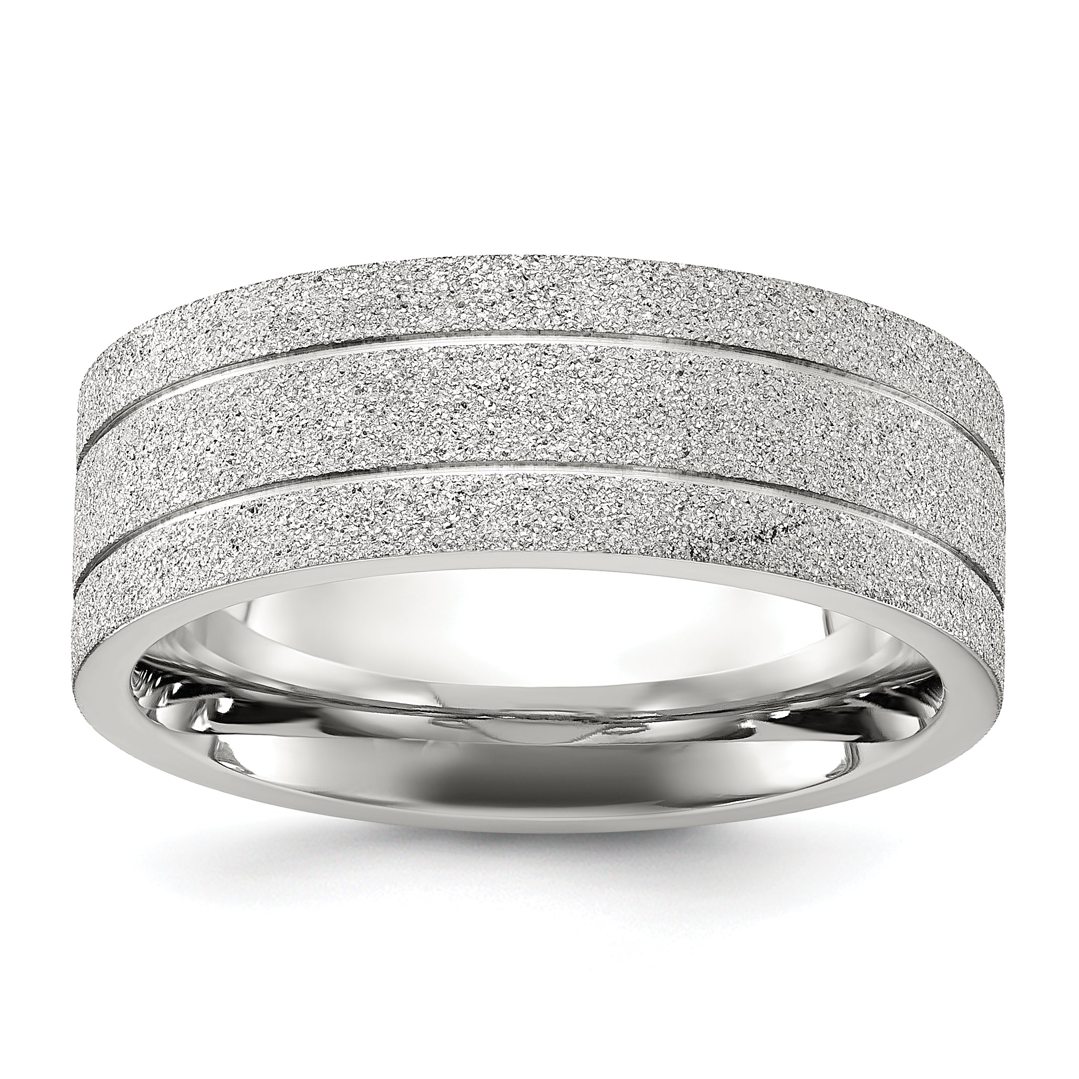 Chisel Stainless Steel Polished Laser-cut and Grooved 8mm Band Main image
