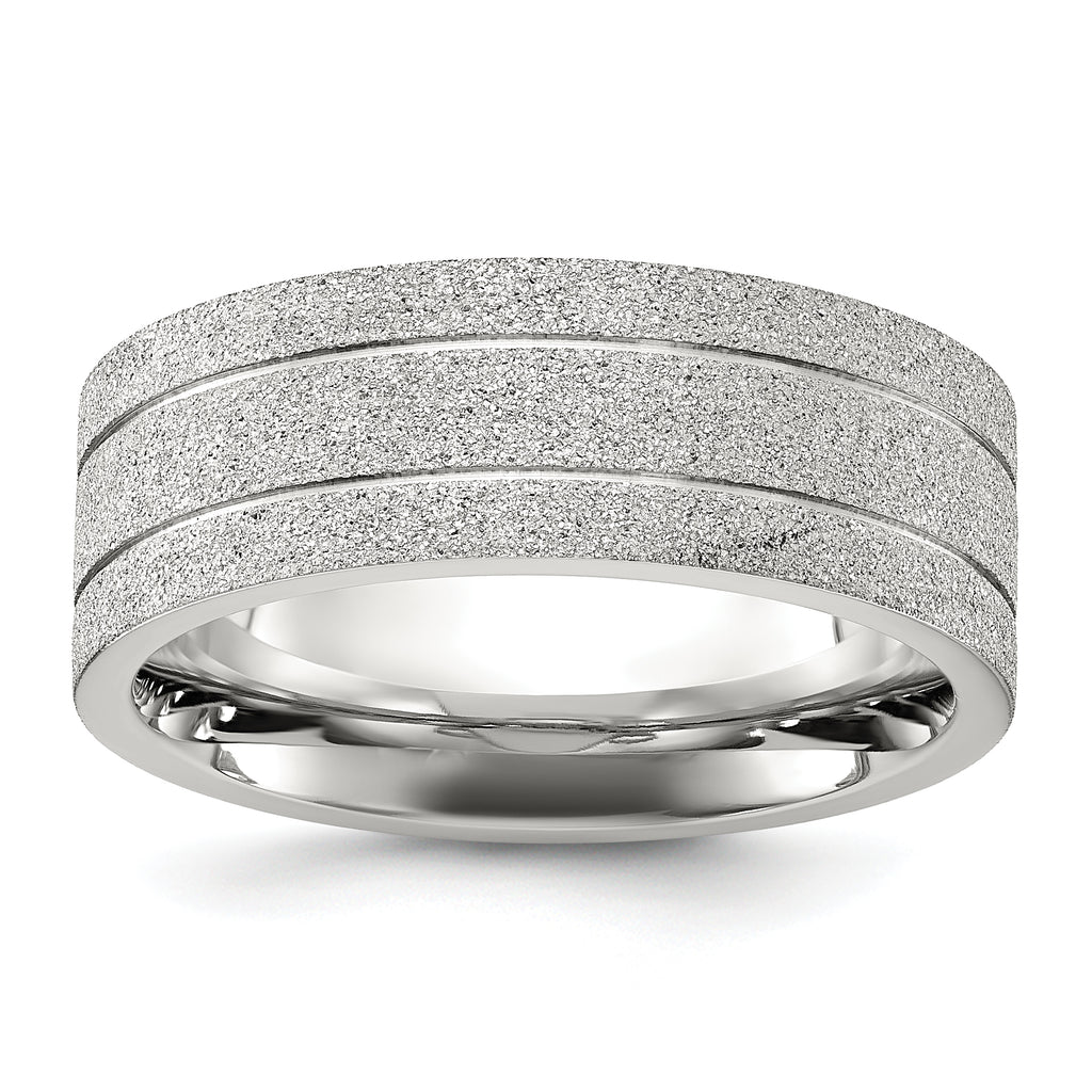 Chisel Stainless Steel Polished Laser-cut and Grooved 8mm Band