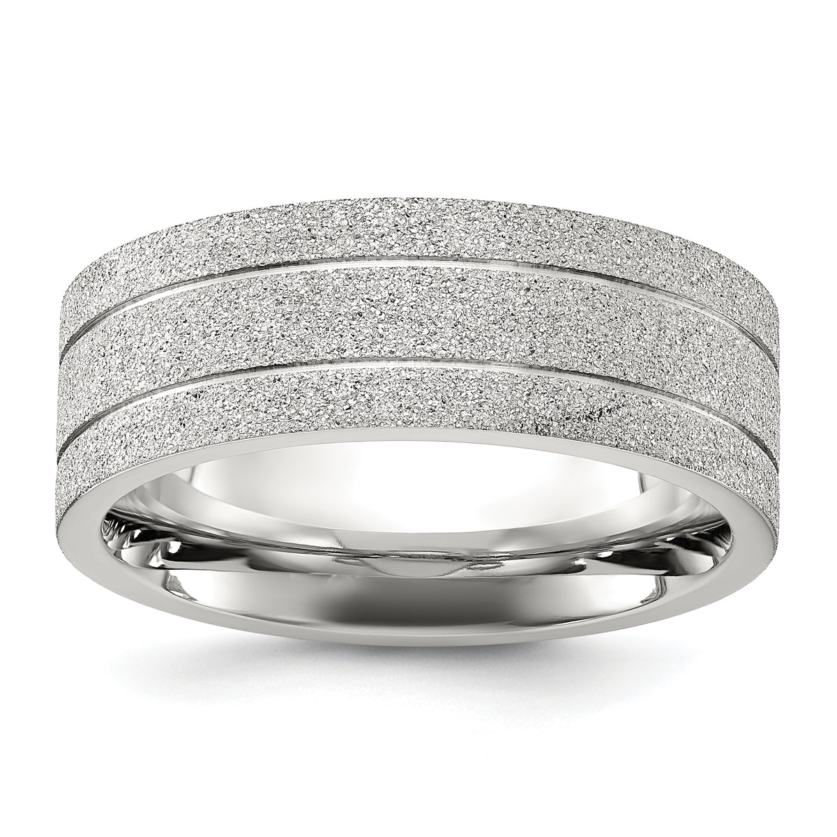 Chisel Stainless Steel Polished Laser-cut and Grooved 8mm Band