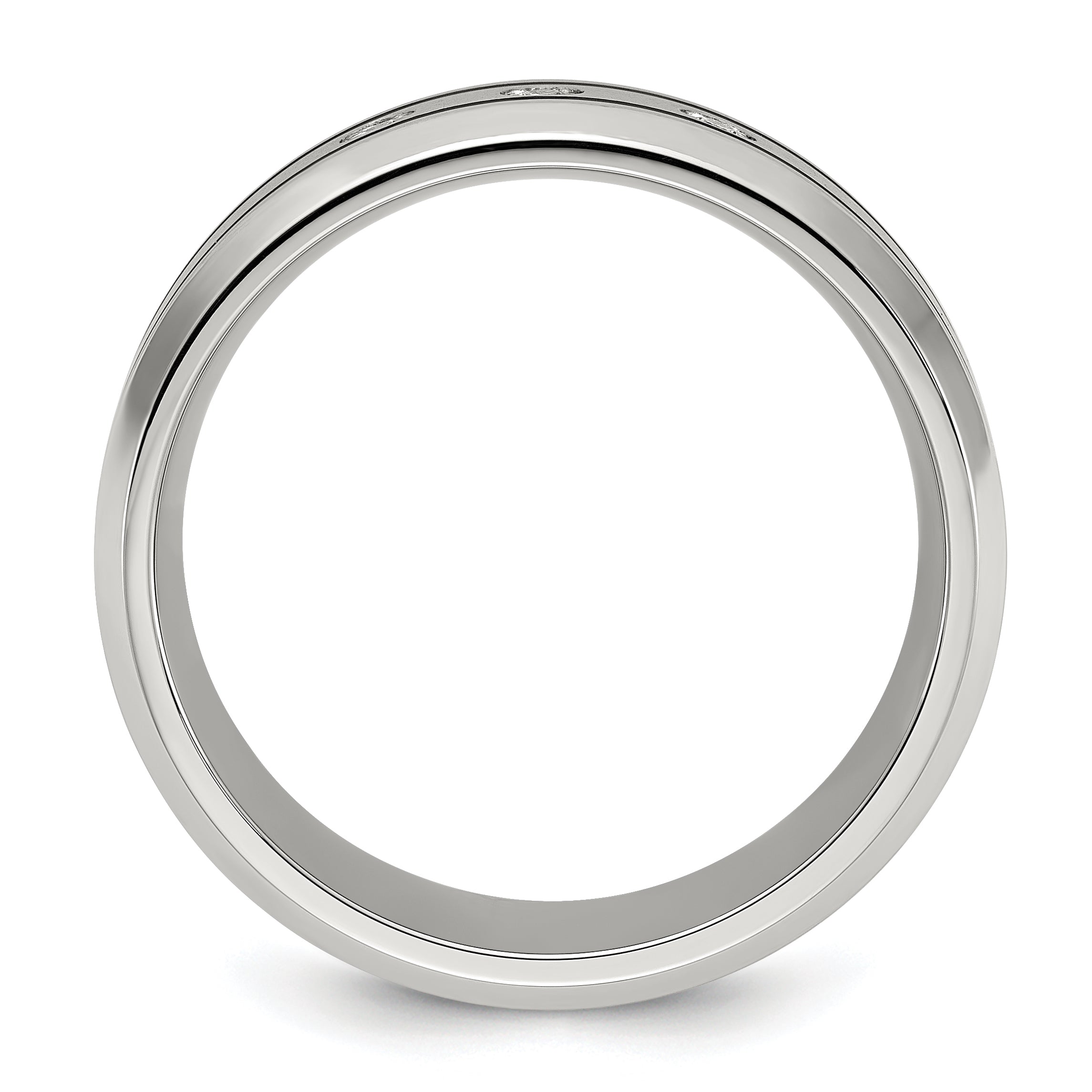 Chisel Stainless Steel Brushed and Polished Enameled with CZ 8mm Band