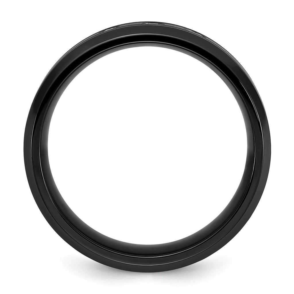 Chisel Stainless Steel Brushed and Polished Black IP-plated with CZ 8mm Band