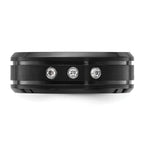 Chisel Stainless Steel Brushed and Polished Black IP-plated with CZ 8mm Band