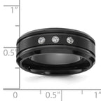 Chisel Stainless Steel Brushed and Polished Black IP-plated with CZ 8mm Band