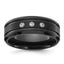 Chisel Stainless Steel Brushed and Polished Black IP-plated with CZ 8mm Band