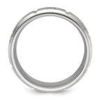 Chisel Stainless Steel Brushed and Polished Grooved with CZ 8mm Band