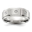 Chisel Stainless Steel Brushed and Polished Grooved with CZ 8mm Band