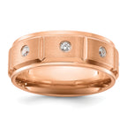 Chisel Stainless Steel Brushed and Polished Rose IP-plated with CZ 8mm Band
