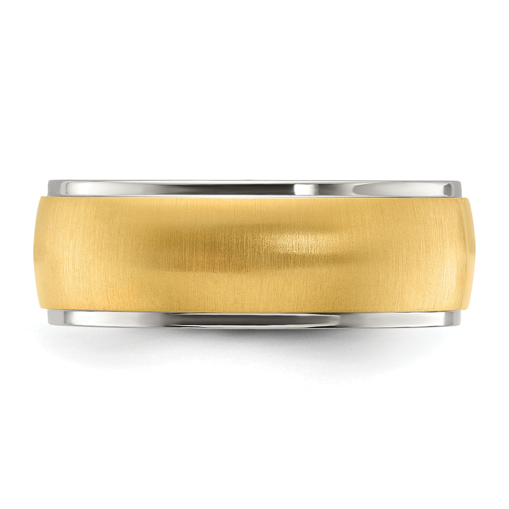 Chisel Stainless Steel Polished with Brushed Yellow IP-plated Center 8mm Band