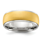 Chisel Stainless Steel Polished with Brushed Yellow IP-plated Center 8mm Band