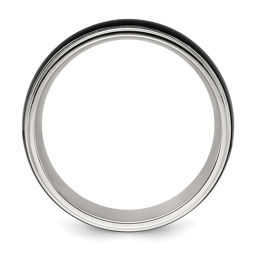 Chisel Stainless Steel Polished with Brushed Black IP-plated Center 8mm Band