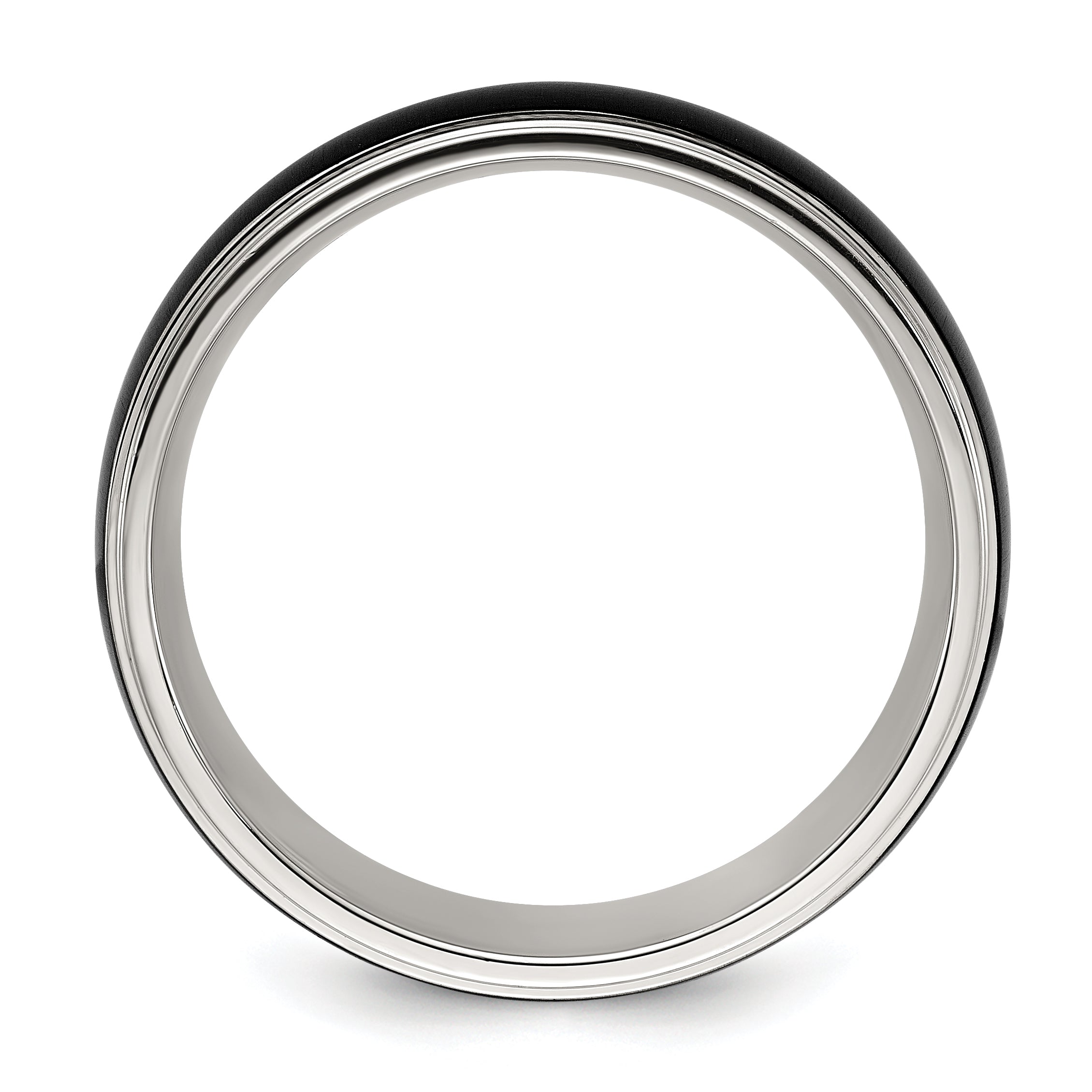Chisel Stainless Steel Polished with Brushed Black IP-plated Center 8mm Band