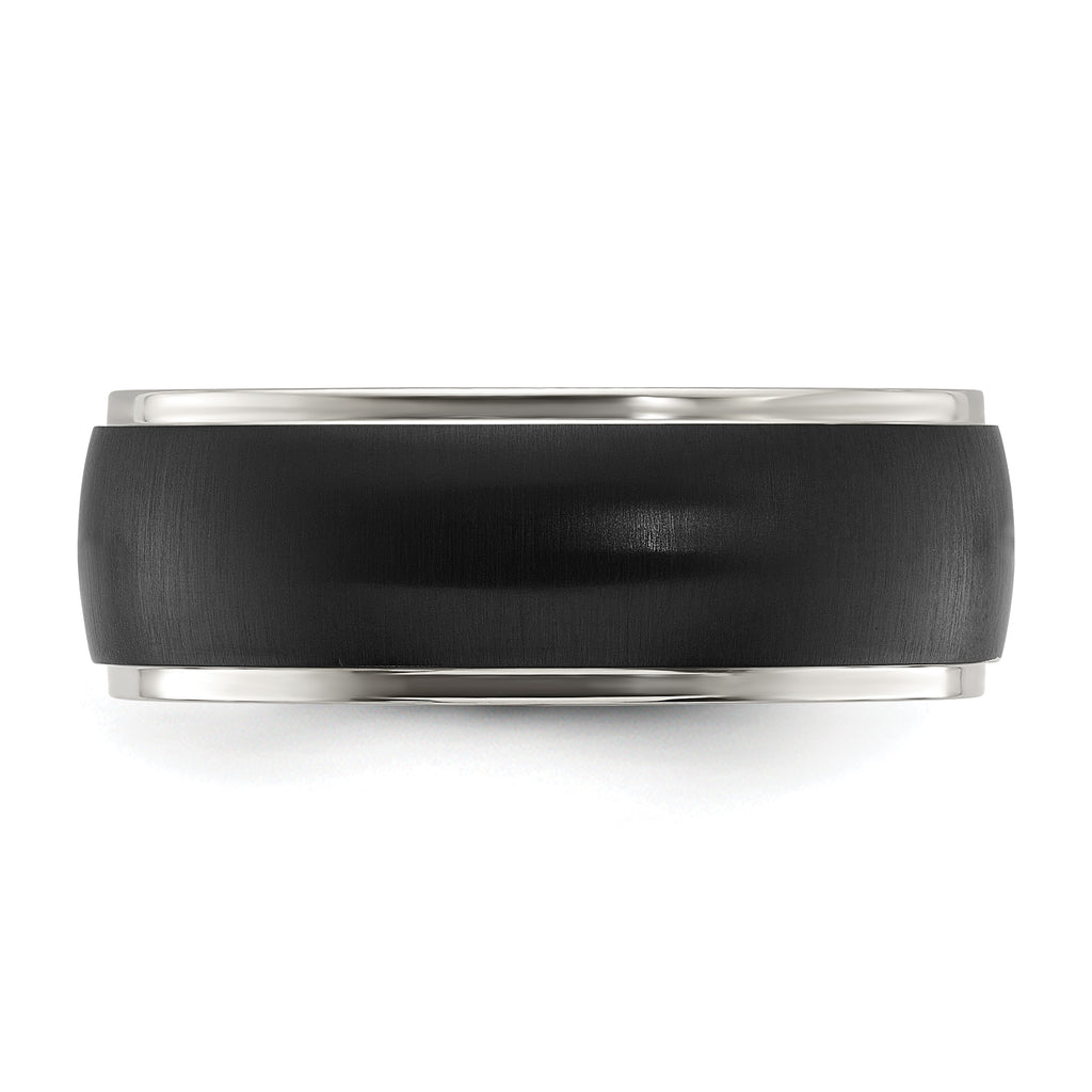 Chisel Stainless Steel Polished with Brushed Black IP-plated Center 8mm Band