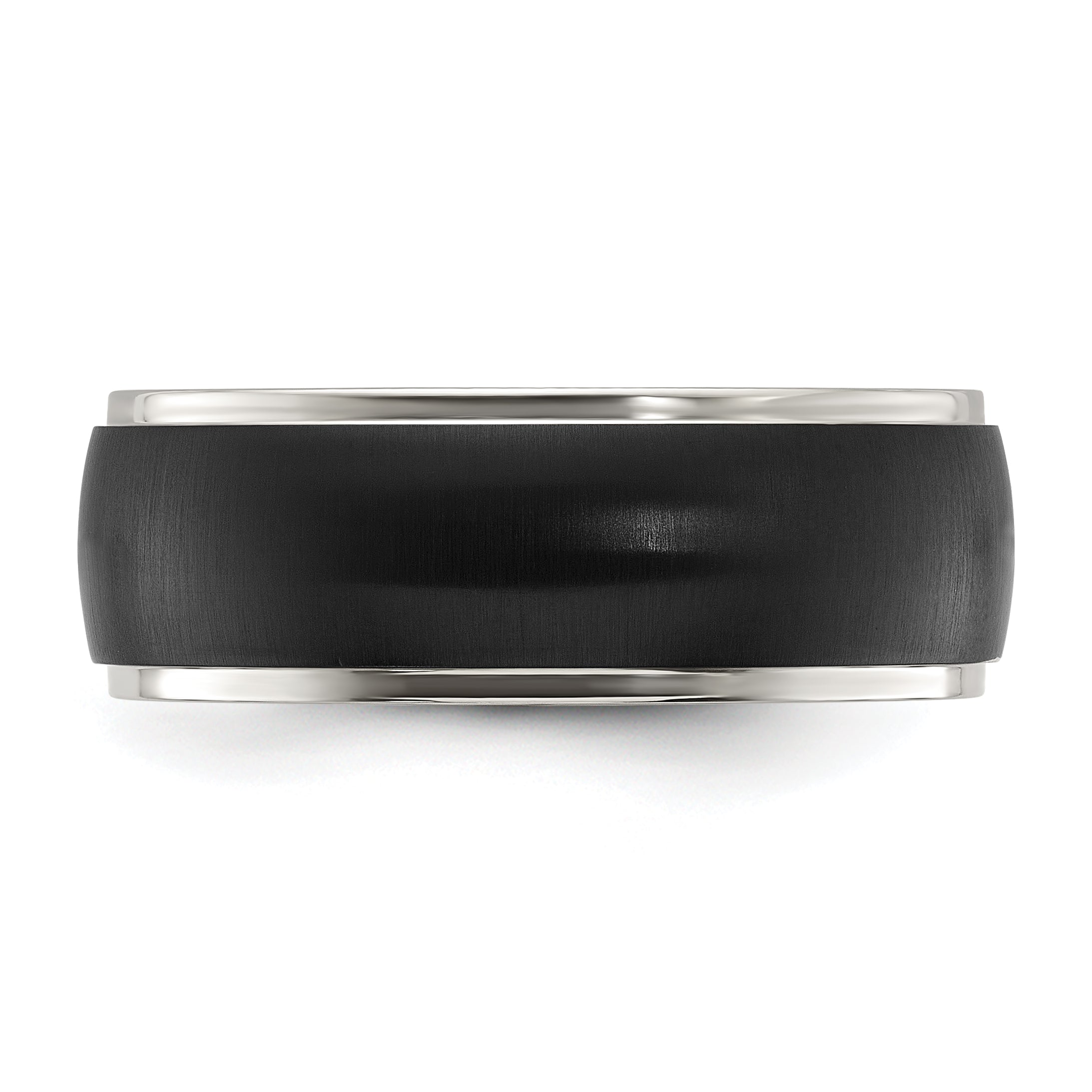 Chisel Stainless Steel Polished with Brushed Black IP-plated Center 8mm Band