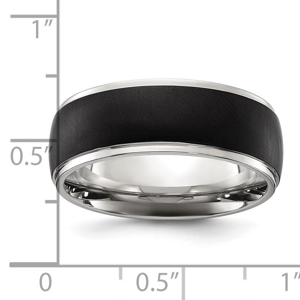 Chisel Stainless Steel Polished with Brushed Black IP-plated Center 8mm Band