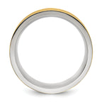 Chisel Stainless Steel Brushed and Polished Yellow IP-plated Grooved 8mm Band