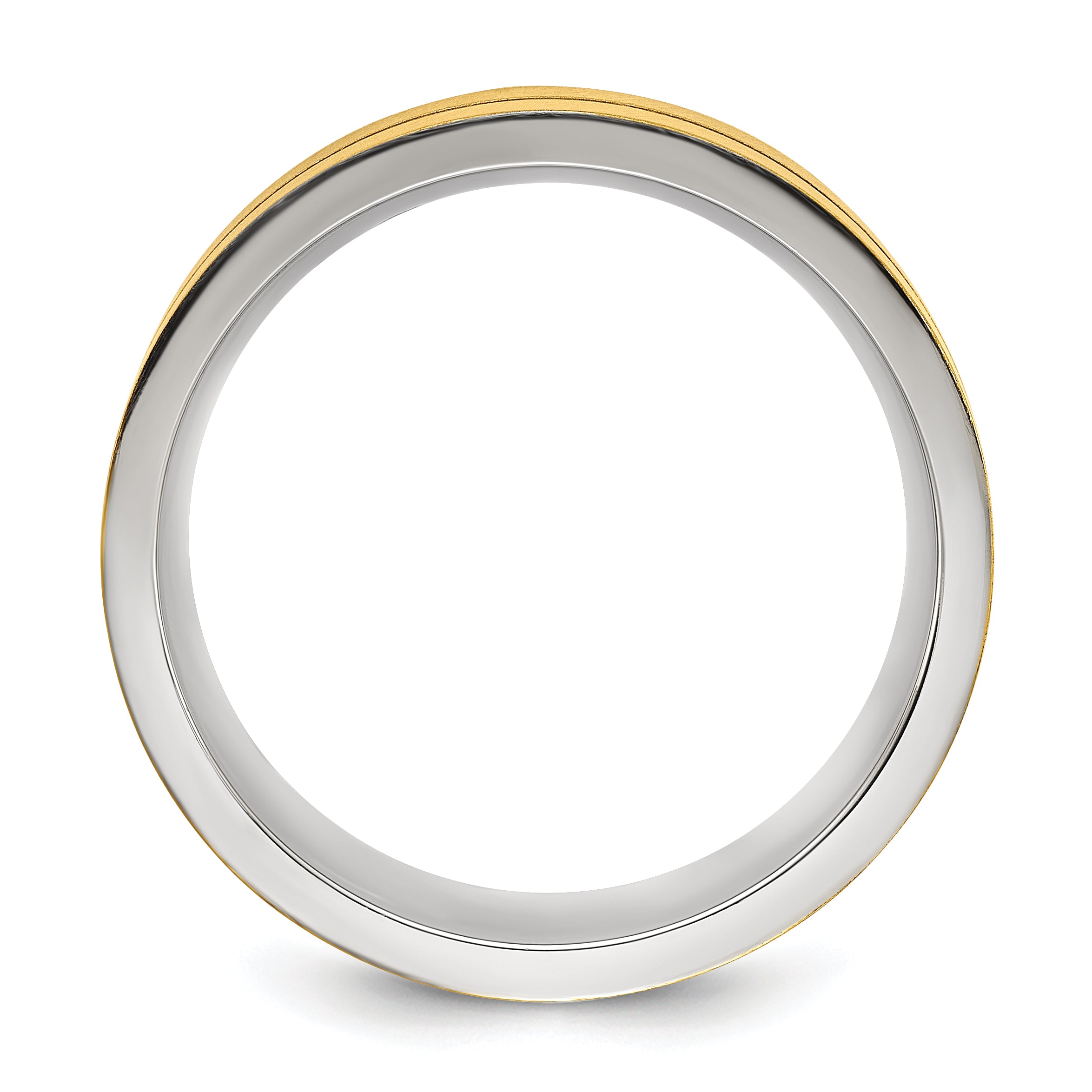 Chisel Stainless Steel Brushed and Polished Yellow IP-plated Grooved 8mm Band