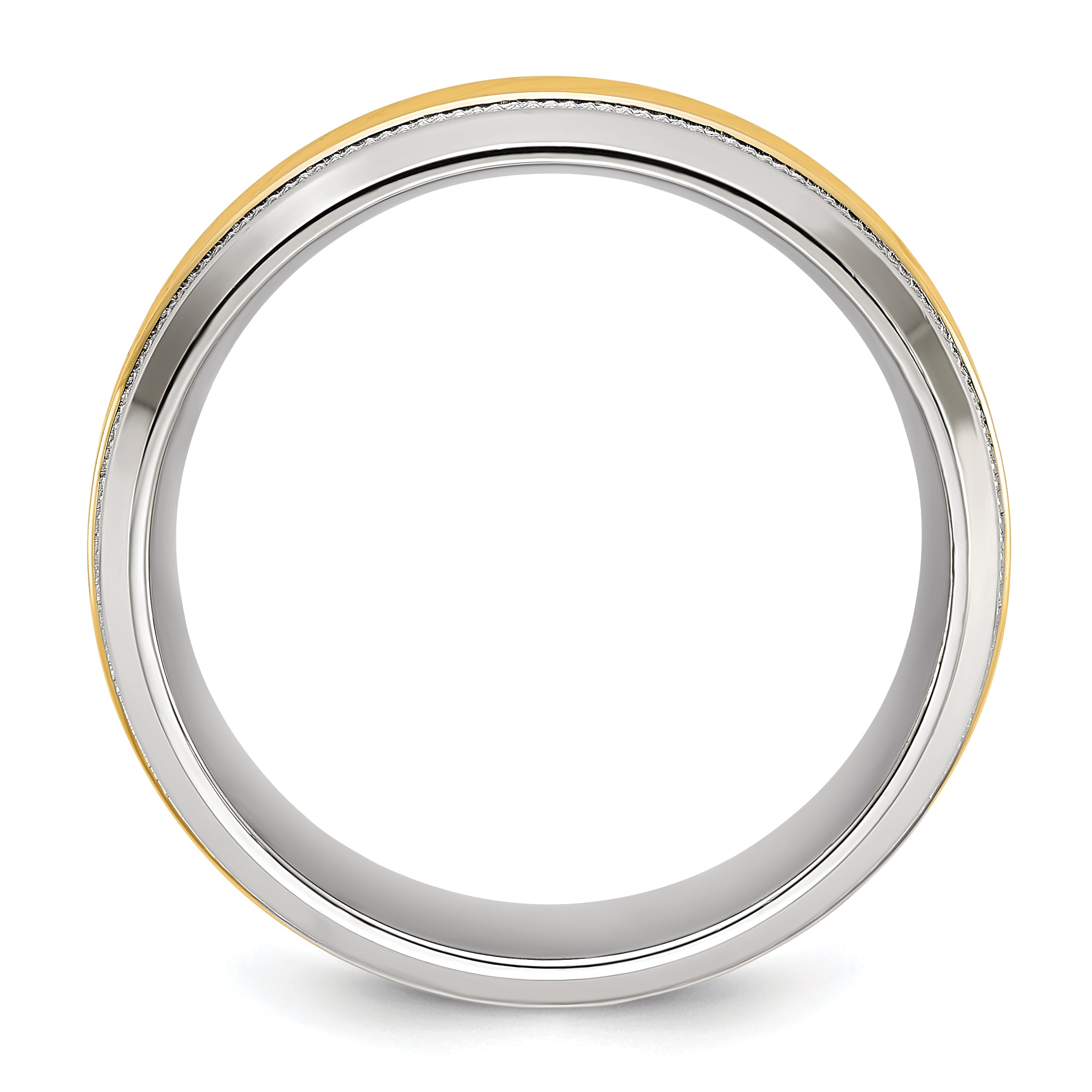 Chisel Stainless Steel Polished with Yellow IP-plated Grooved Center 8mm Band