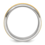 Chisel Stainless Steel Polished with Yellow IP-plated Grooved Center 8mm Band