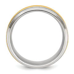 Chisel Stainless Steel Polished with Yellow IP-plated Grooved Center 8mm Band