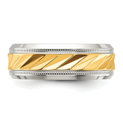 Chisel Stainless Steel Polished with Yellow IP-plated Grooved Center 8mm Band