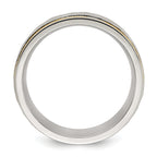 Chisel Stainless Steel Brushed and Polished Hammered Yellow IP-plated 8mm Band