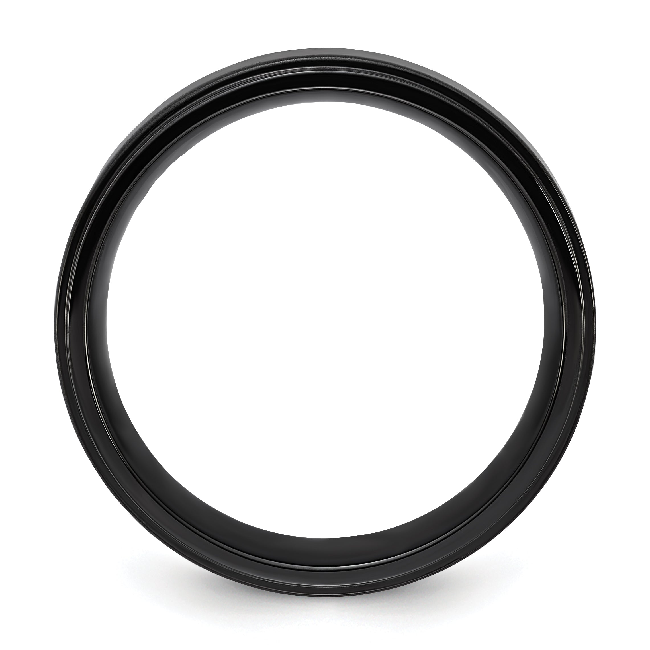 Chisel Stainless Steel Polished Black IP-plated Brushed Center 8mm Band