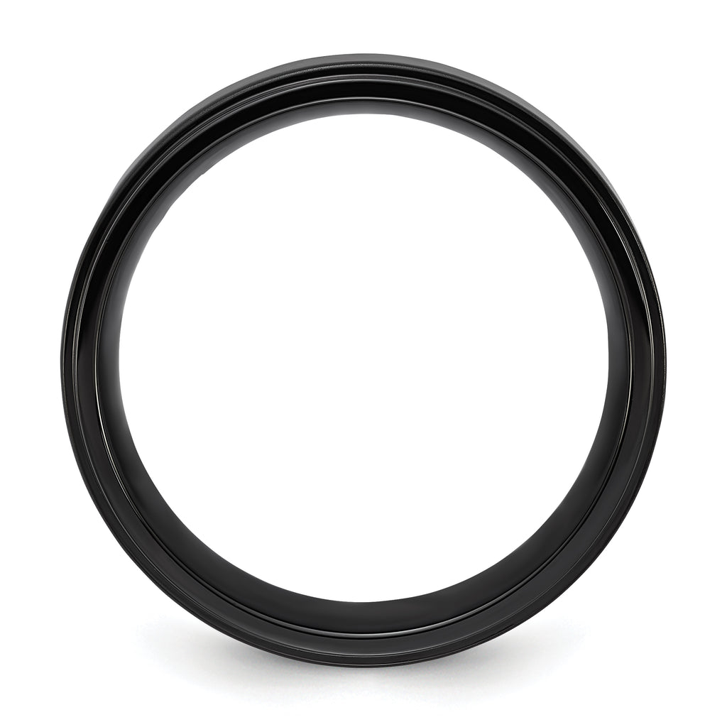 Chisel Stainless Steel Polished Black IP-plated Brushed Center 8mm Band