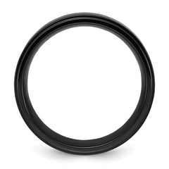 Chisel Stainless Steel Polished Black IP-plated Brushed Center 8mm Band
