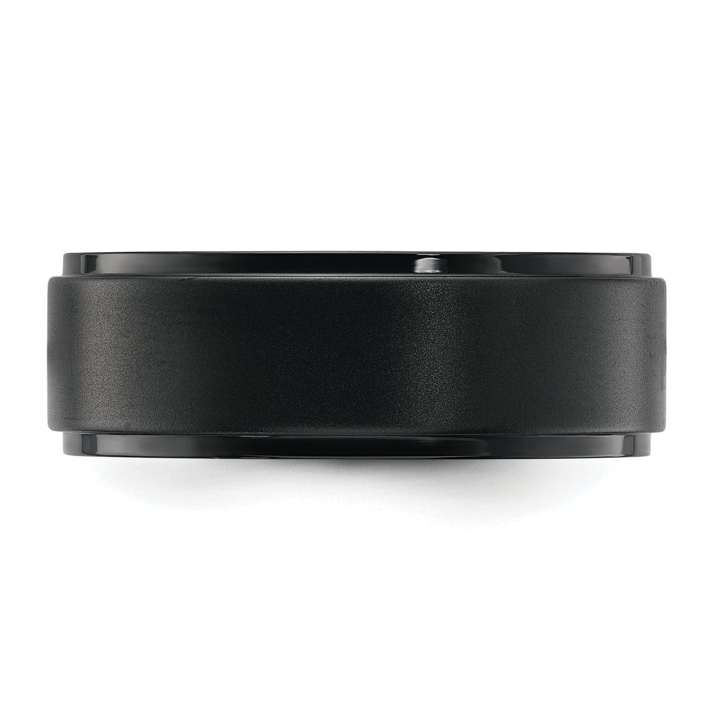 Chisel Stainless Steel Polished Black IP-plated Brushed Center 8mm Band
