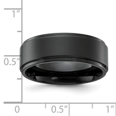Chisel Stainless Steel Polished Black IP-plated Brushed Center 8mm Band
