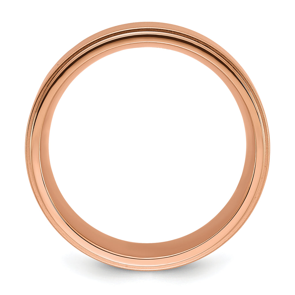 Chisel Stainless Steel Polished Rose IP-plated Brushed Center 8mm Band