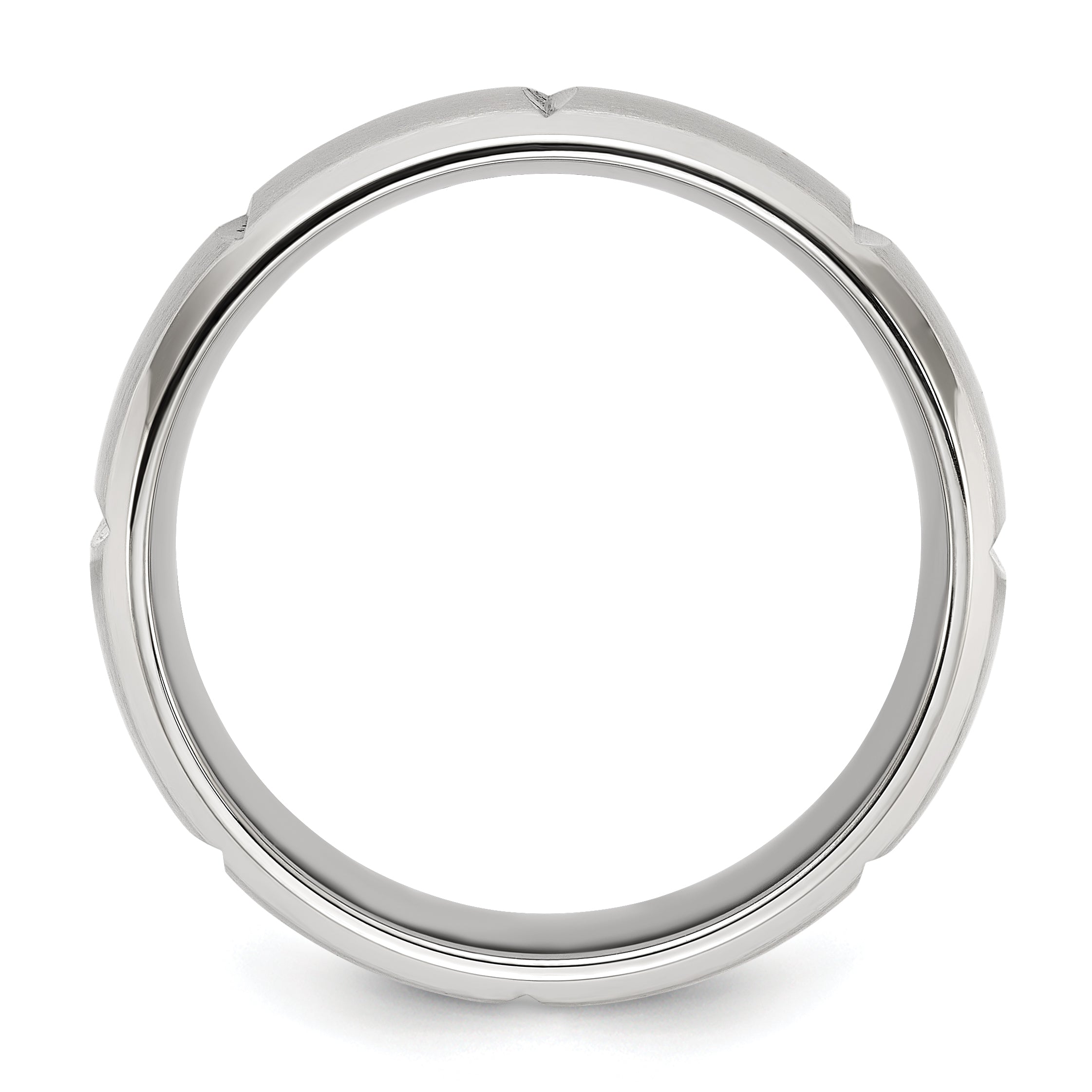 Chisel Stainless Steel Brushed and Polished Grooved 8mm Band