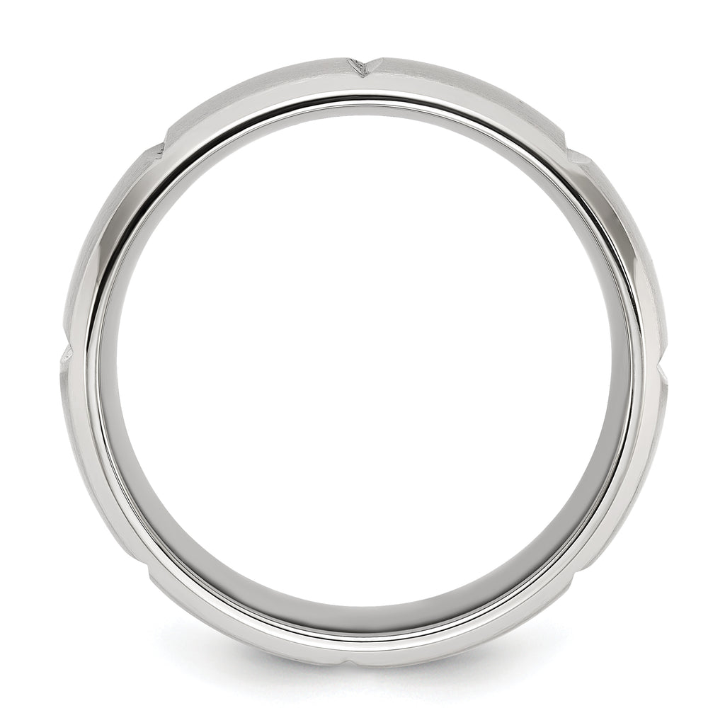 Chisel Stainless Steel Brushed and Polished Grooved 8mm Band