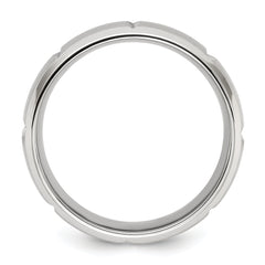 Chisel Stainless Steel Brushed and Polished Grooved 8mm Band