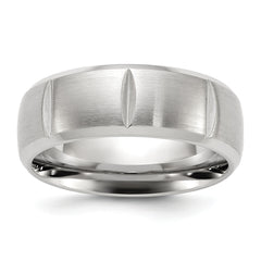 Chisel Stainless Steel Brushed and Polished Grooved 8mm Band