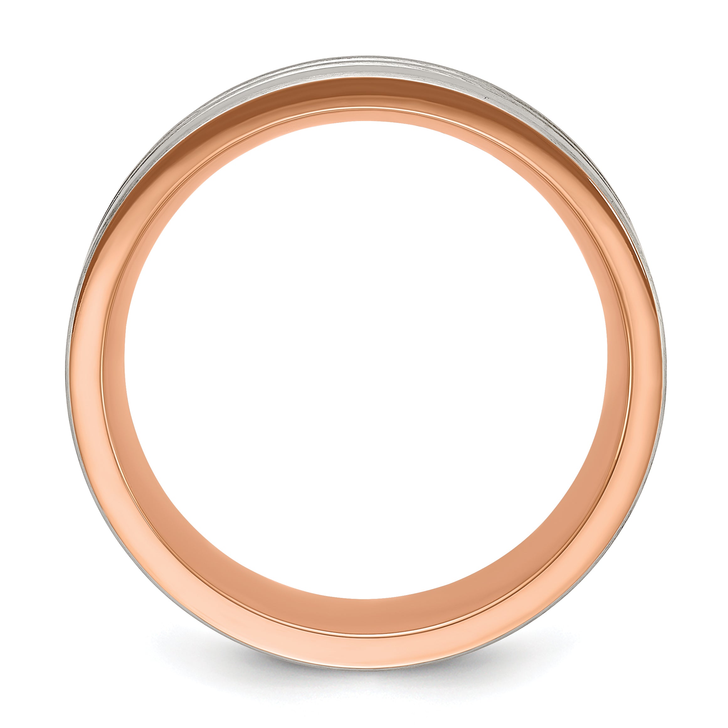 Brushed Stripes Wedding Band in Rose IP-Plated Stainless Steel, 8mm Secondary image