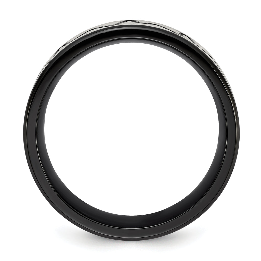 Chisel Stainless Steel Brushed Black IP-plated Heartbeat 8mm Band