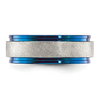 Chisel Stainless Steel Polished Blue IP-plated with Scratch Finish Center 8mm Band