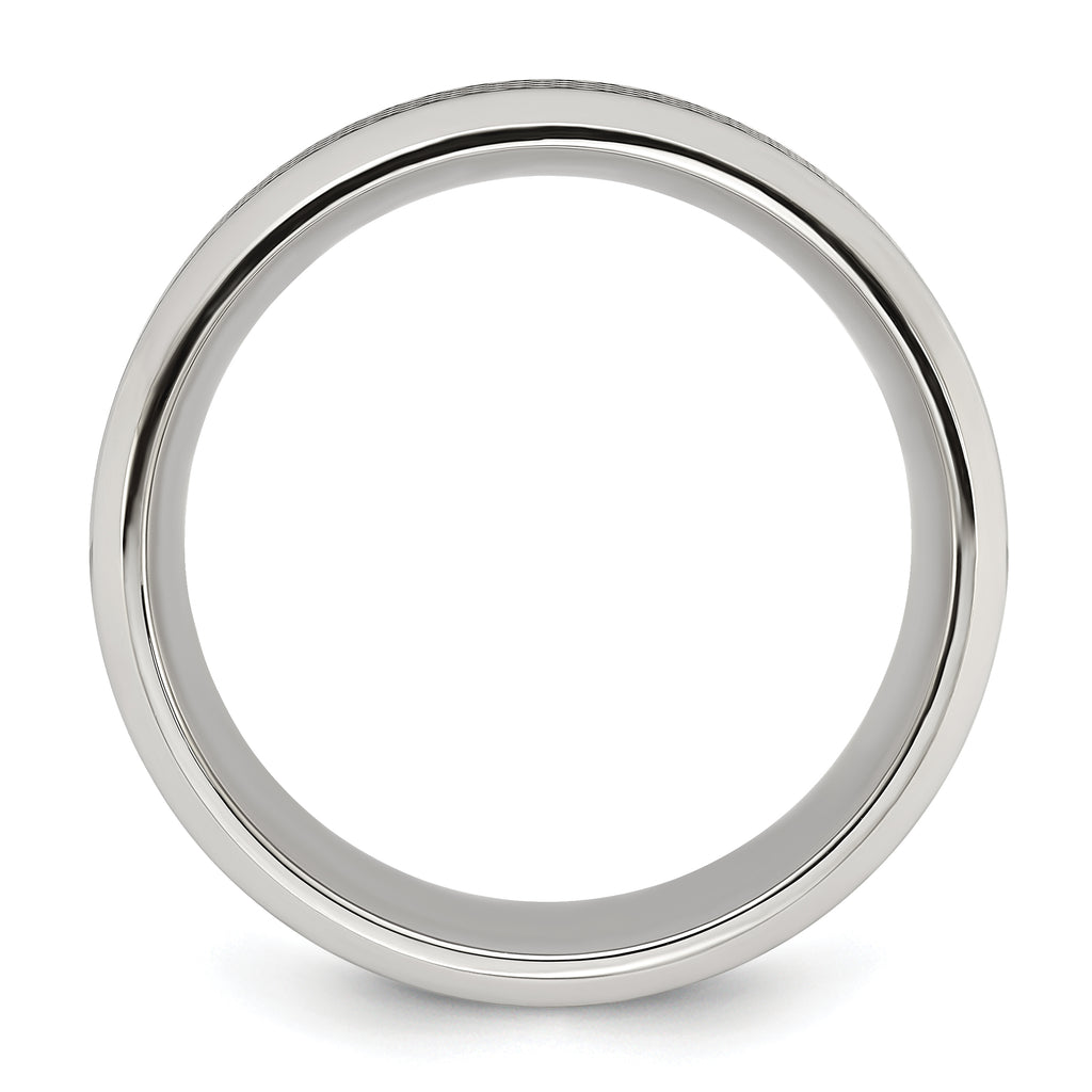 Chisel Stainless Steel Polished with Textured Black IP-plated Center 8mm Band